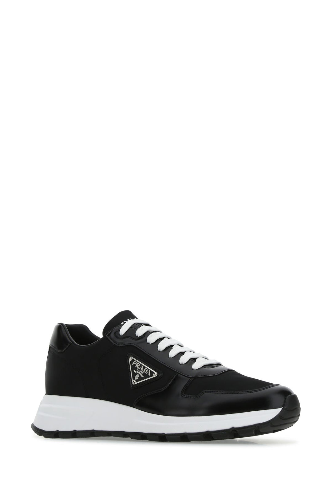 Black Re-nylon and leather sneakers