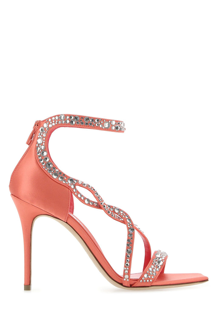 Salmon satin sandals