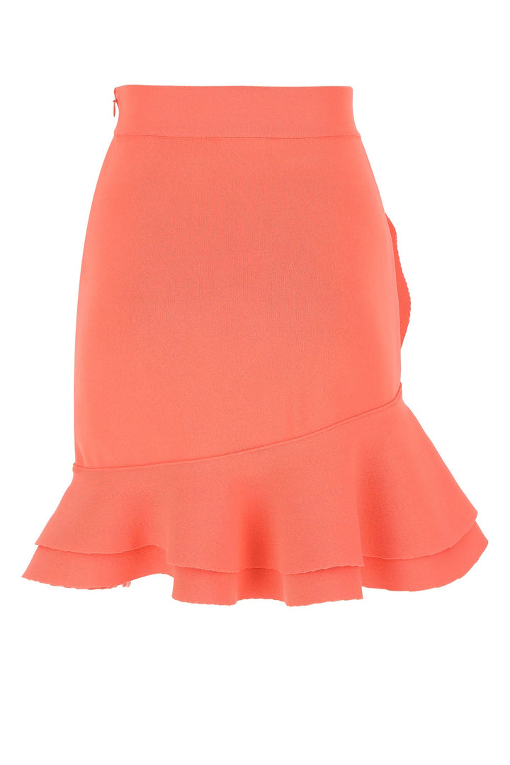 Salmon stretch viscose blend mini skirt