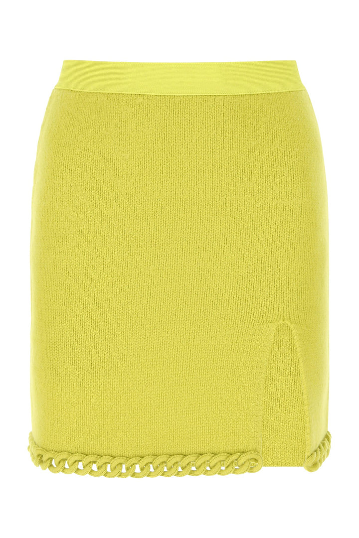 Acid green wool mini skirt