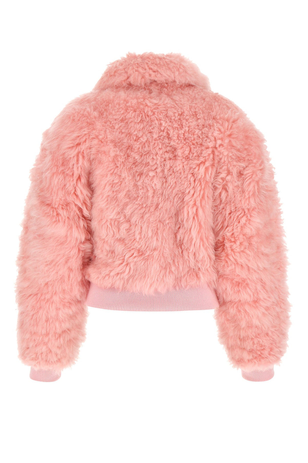 Pink shearling padded bomber jacket