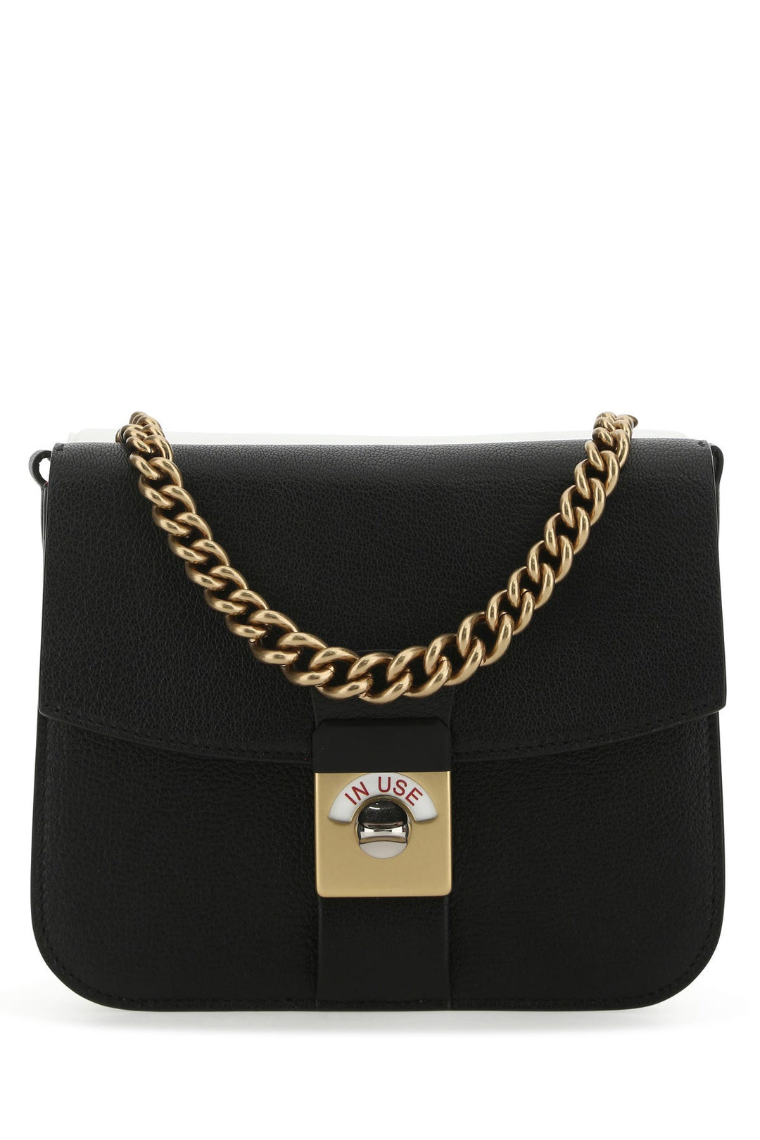 Two-tone leather and cotton New Lock Square handbag