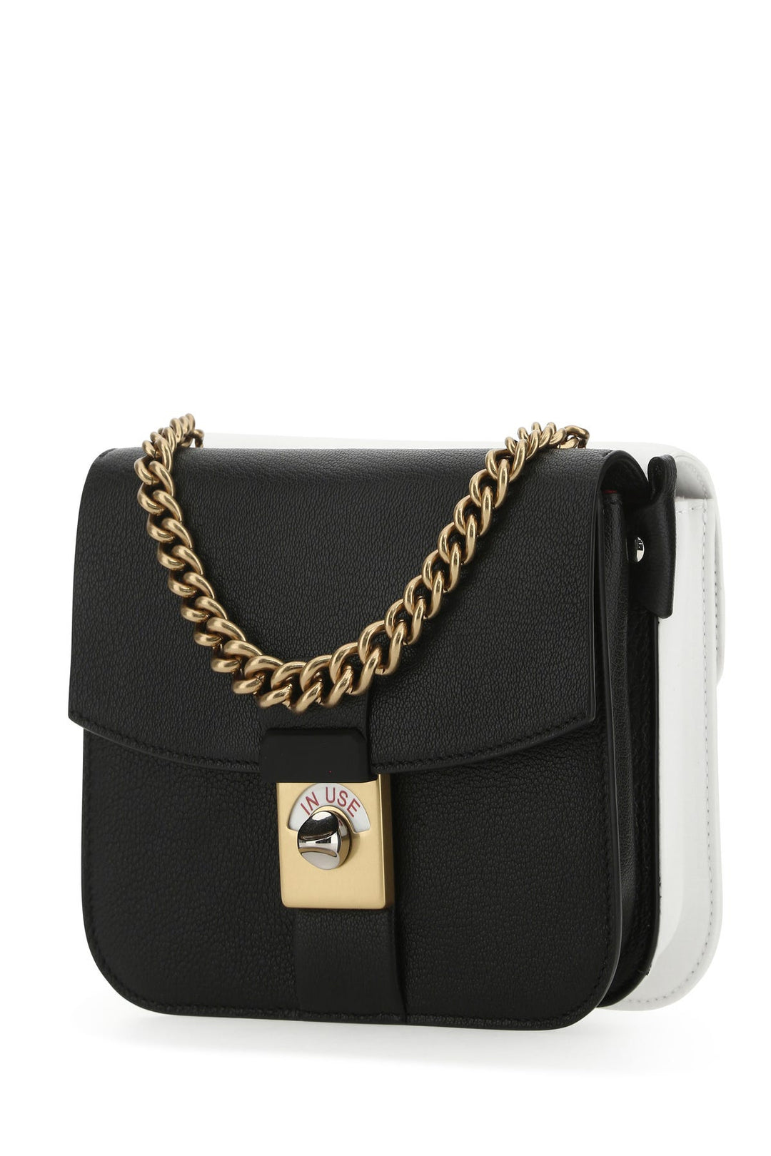 Two-tone leather and cotton New Lock Square handbag