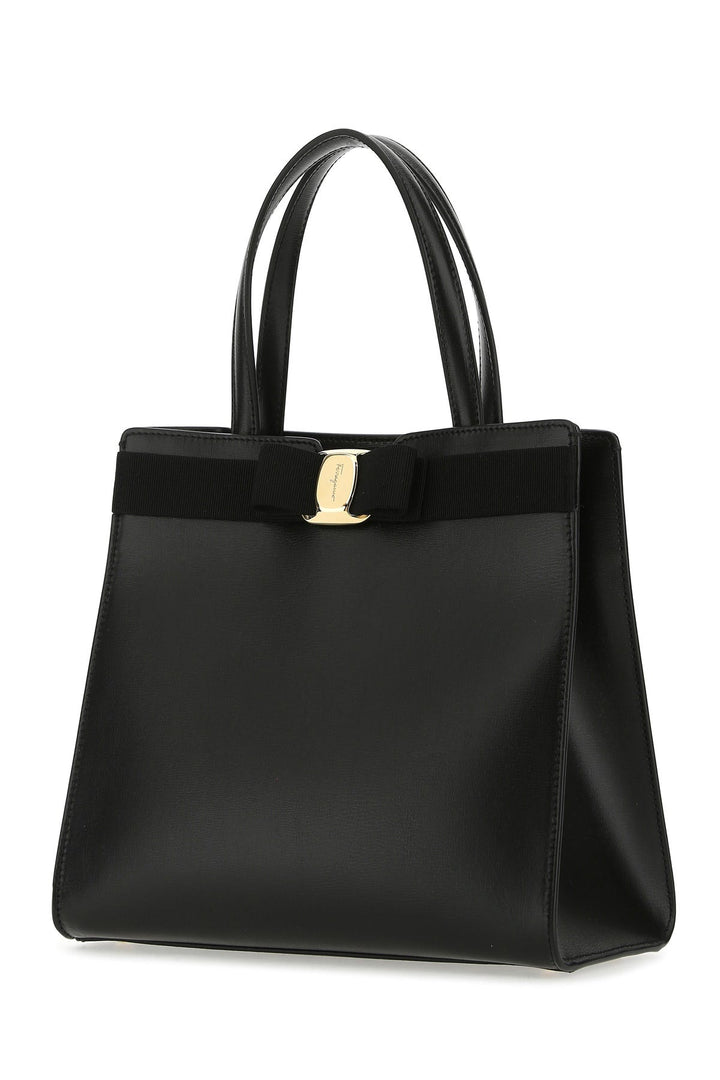 Black leather handbag