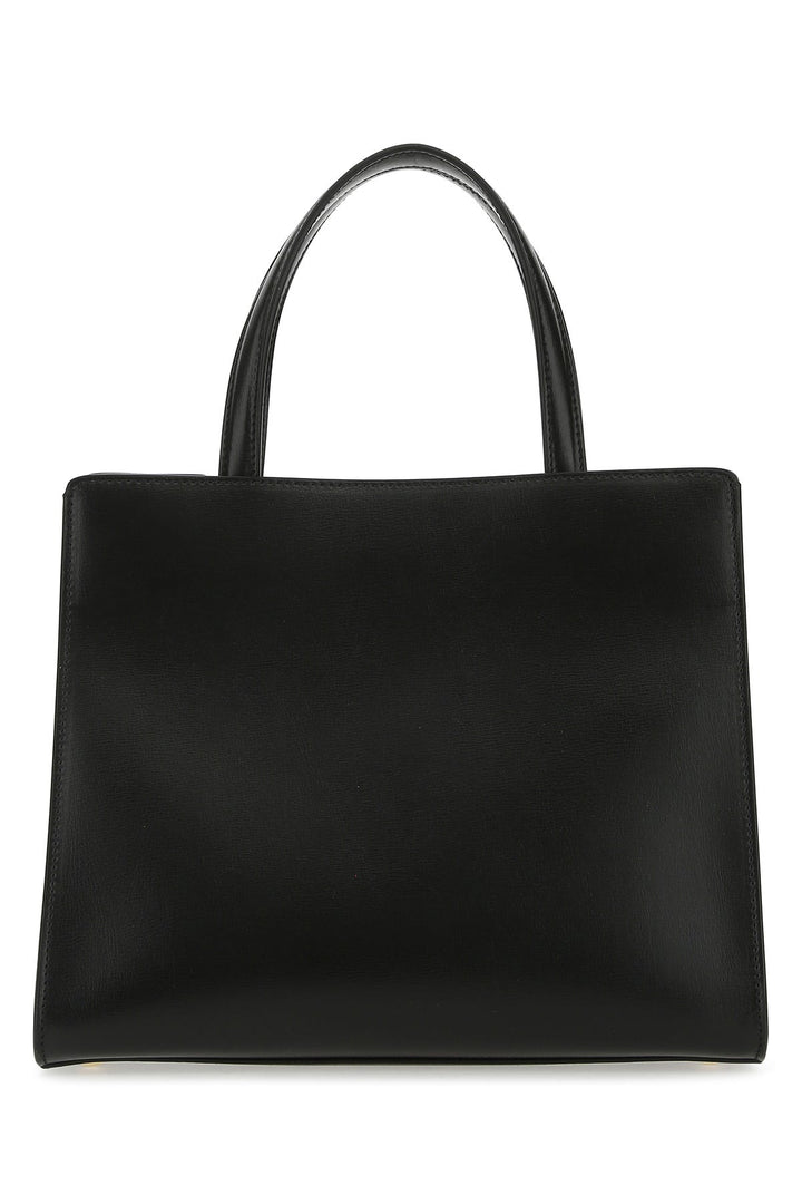 Black leather handbag