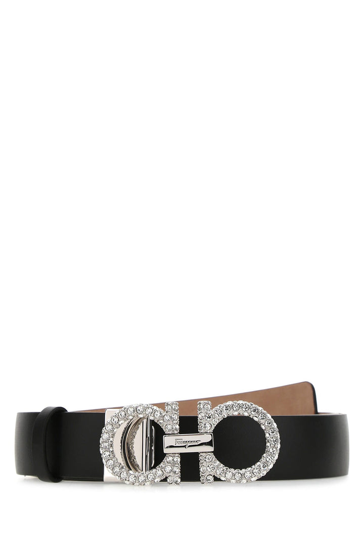 Black leather Gancini belt