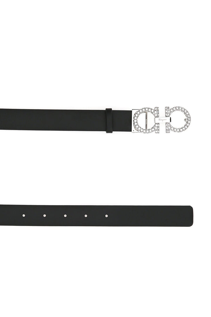 Black leather Gancini belt