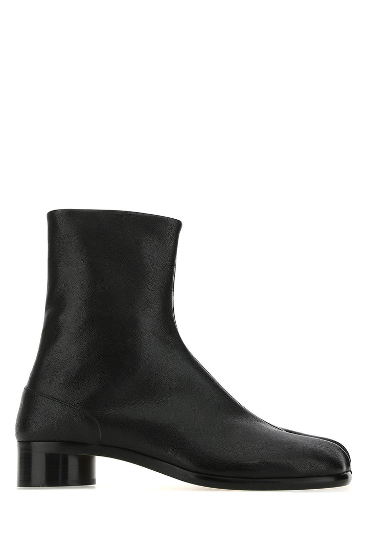 Black leather Tabi ankle boots