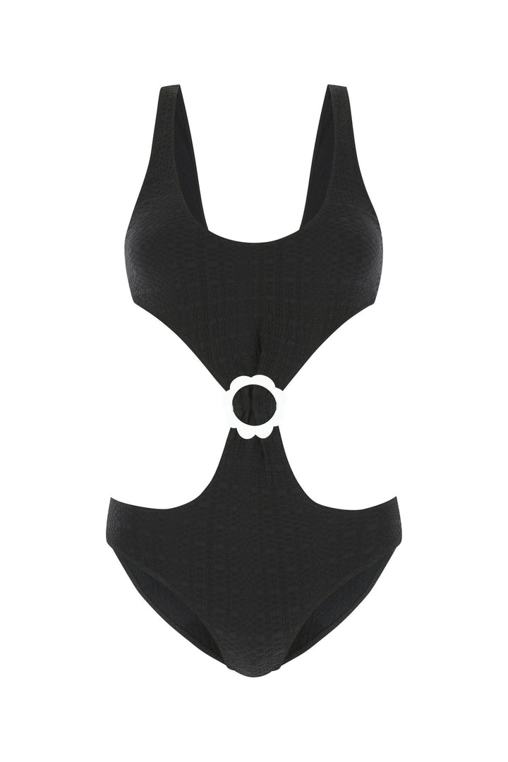 Black stretch terry Scallop trikini