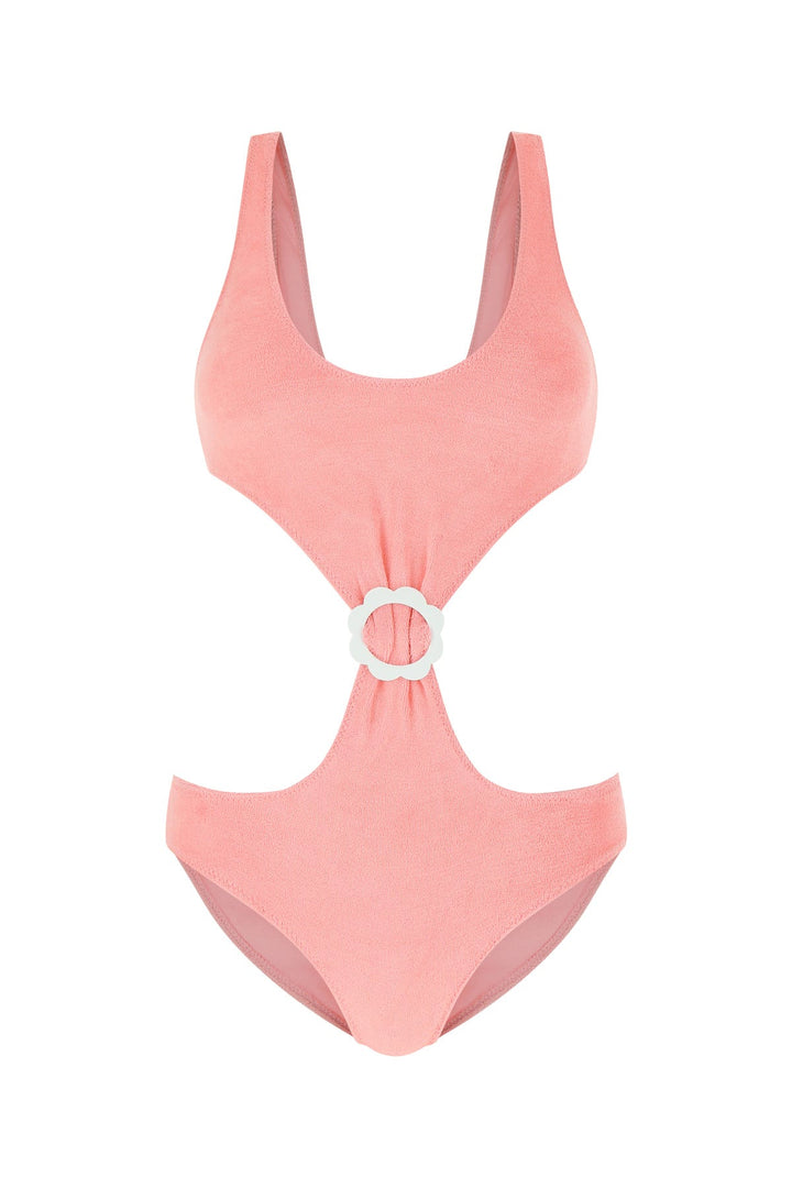 Pink stretch terry Scallop trikini