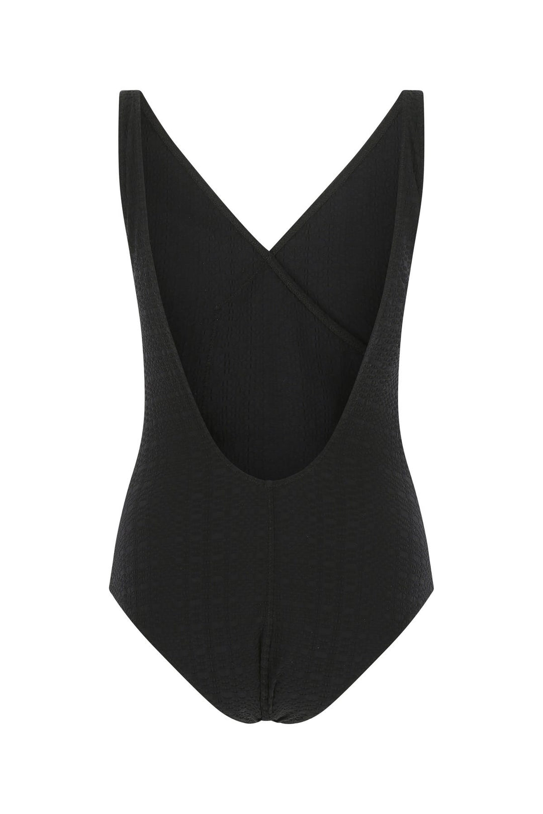 Black stretch seersucker Scallop swimsuit