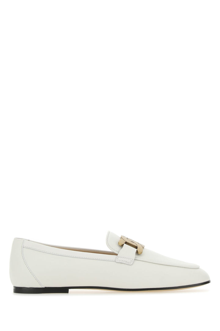 White leather loafers