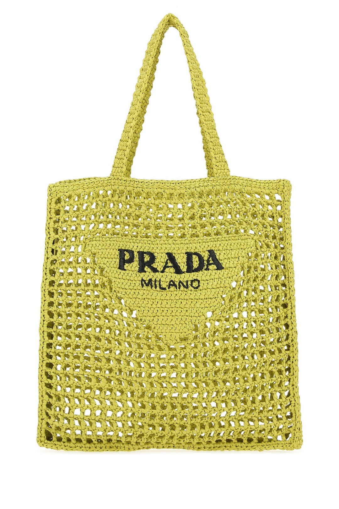 Acid green raffia shopping bag