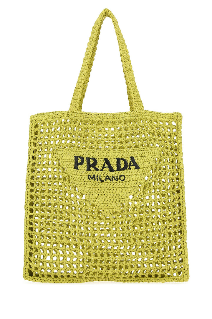 Acid green raffia shopping bag