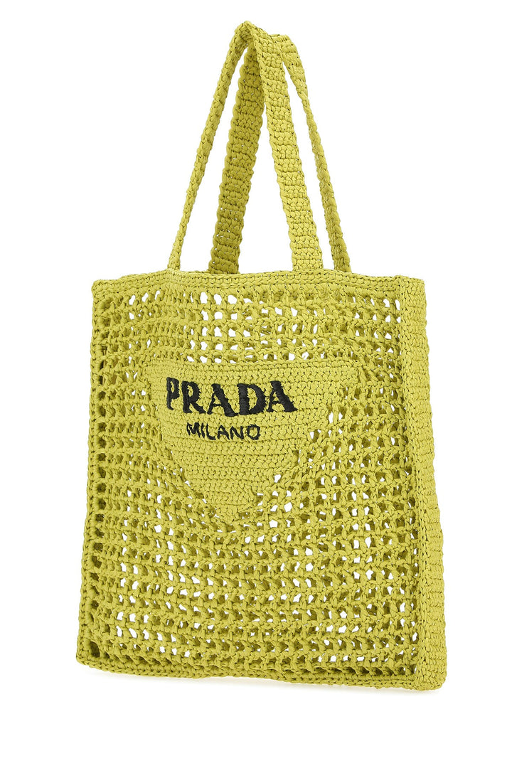 Acid green raffia shopping bag