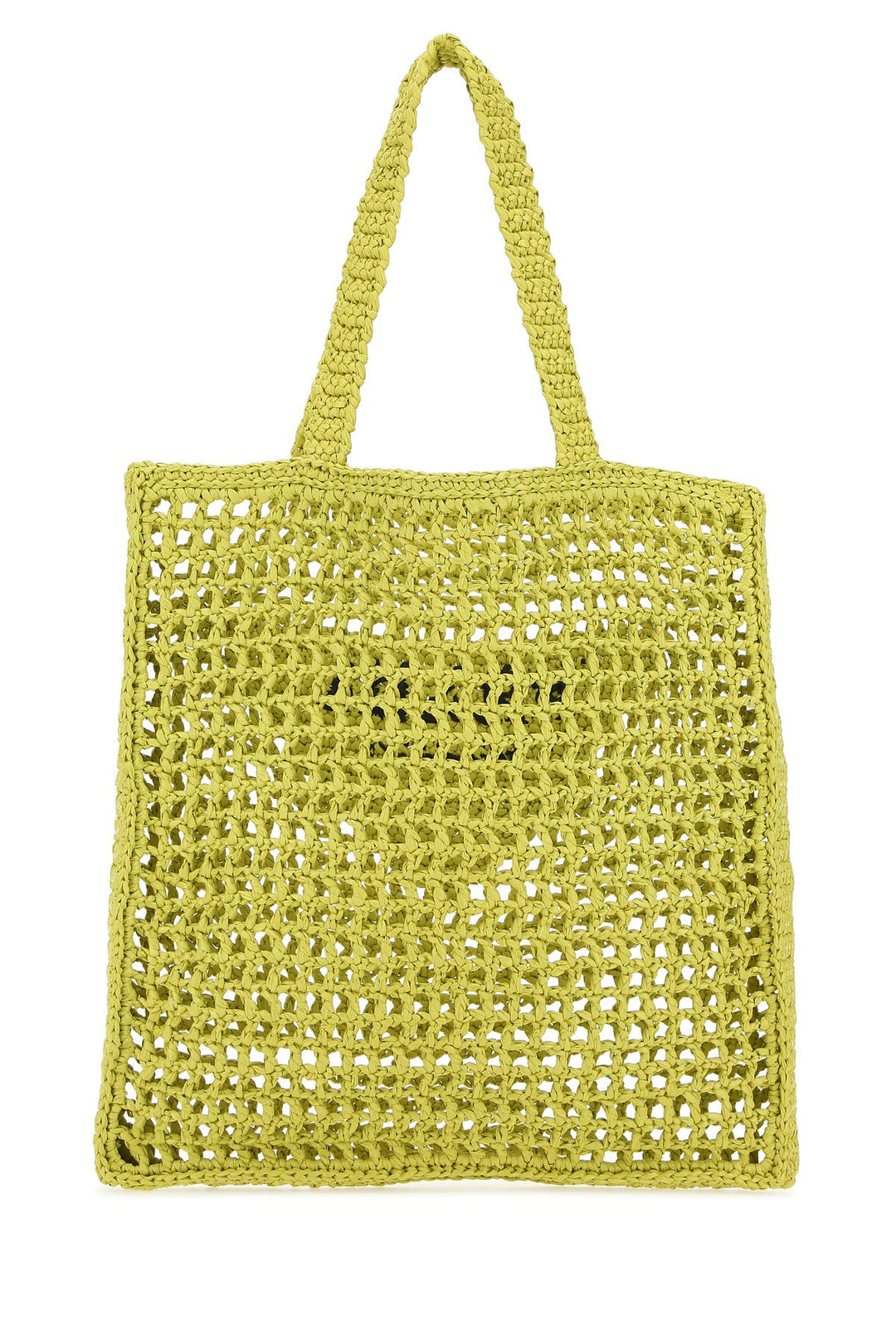 Acid green raffia shopping bag