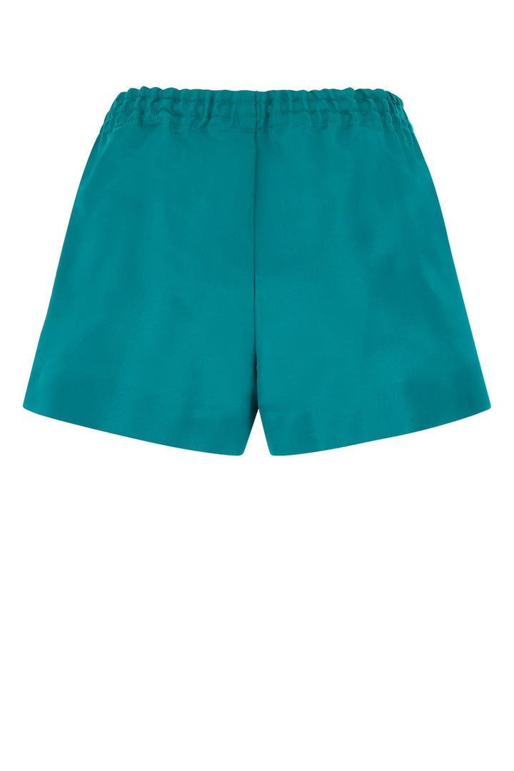 Teal green faille shorts