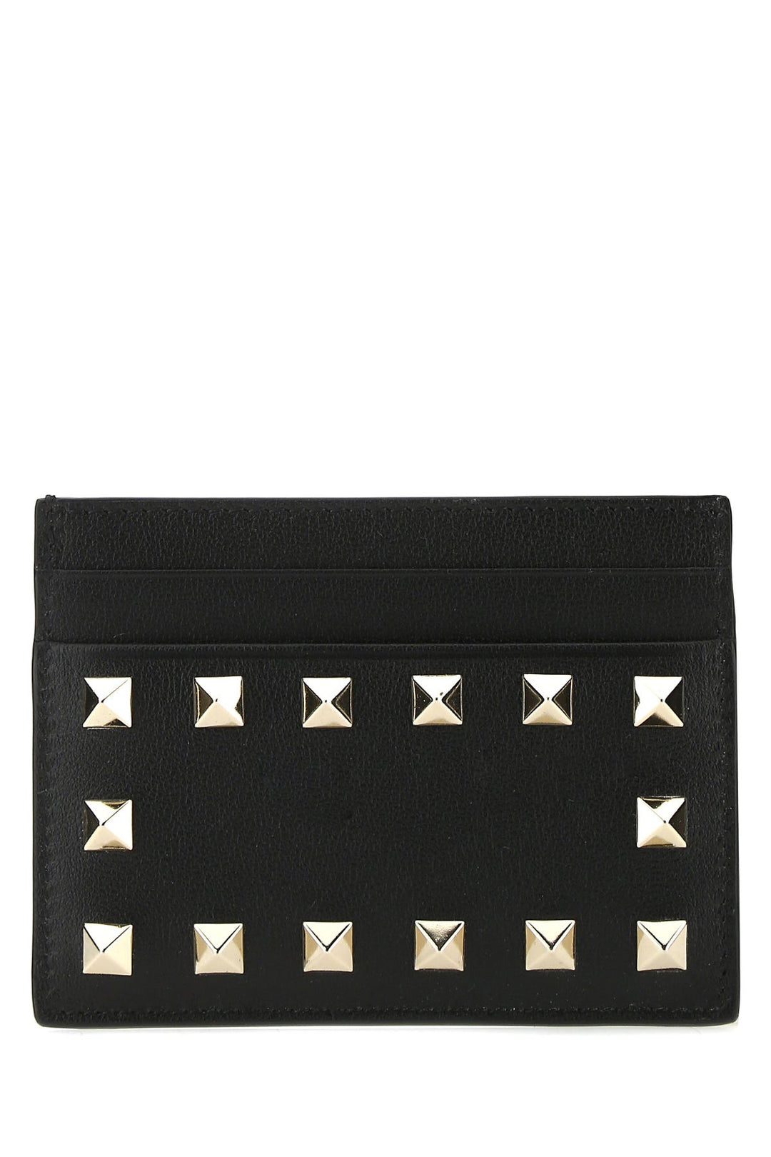 Black leather Rockstud card holder