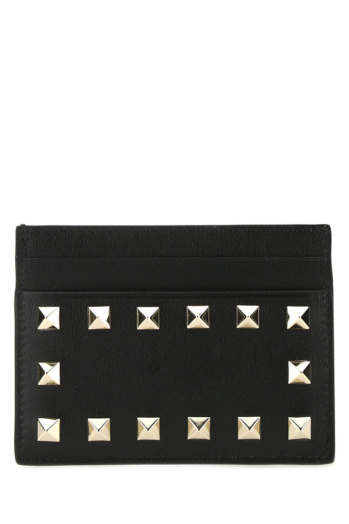 Black leather Rockstud card holder