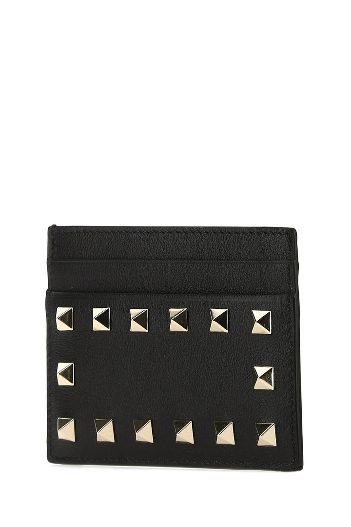 Black leather Rockstud card holder