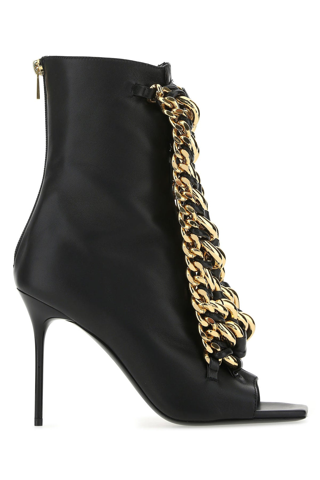 Black leather Chain sandals