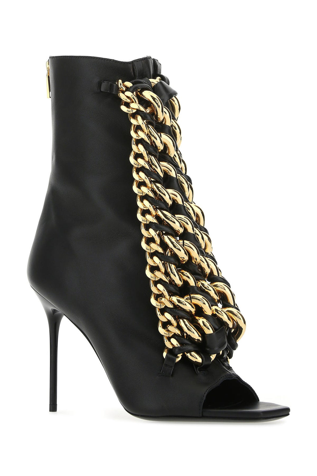 Black leather Chain sandals