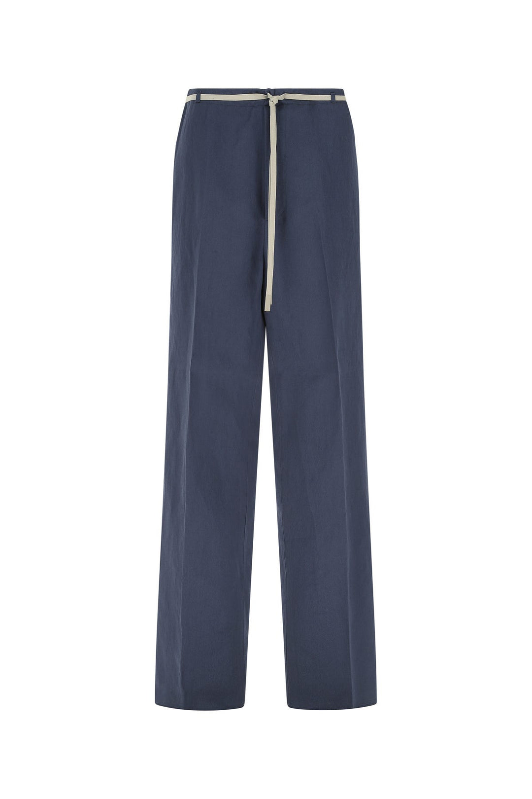 Navy blue cotton blend wide-leg pant