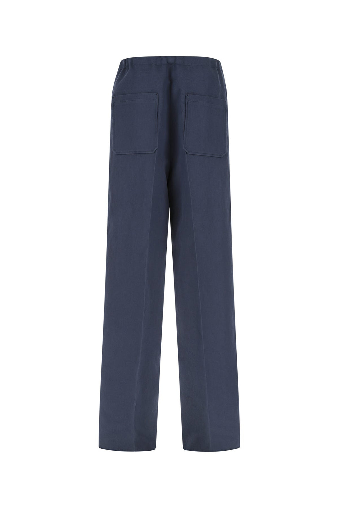 Navy blue cotton blend wide-leg pant