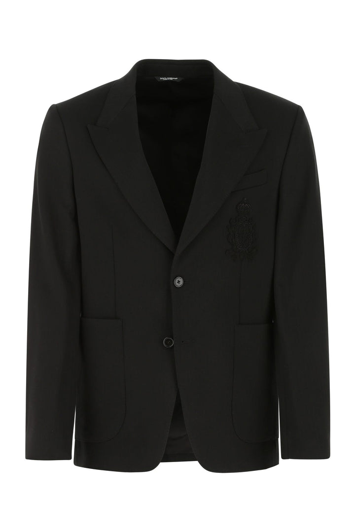 Black stretch viscose blend blazer