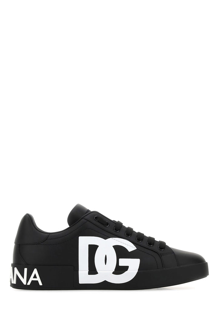 Black nappa leather Portofino sneakers