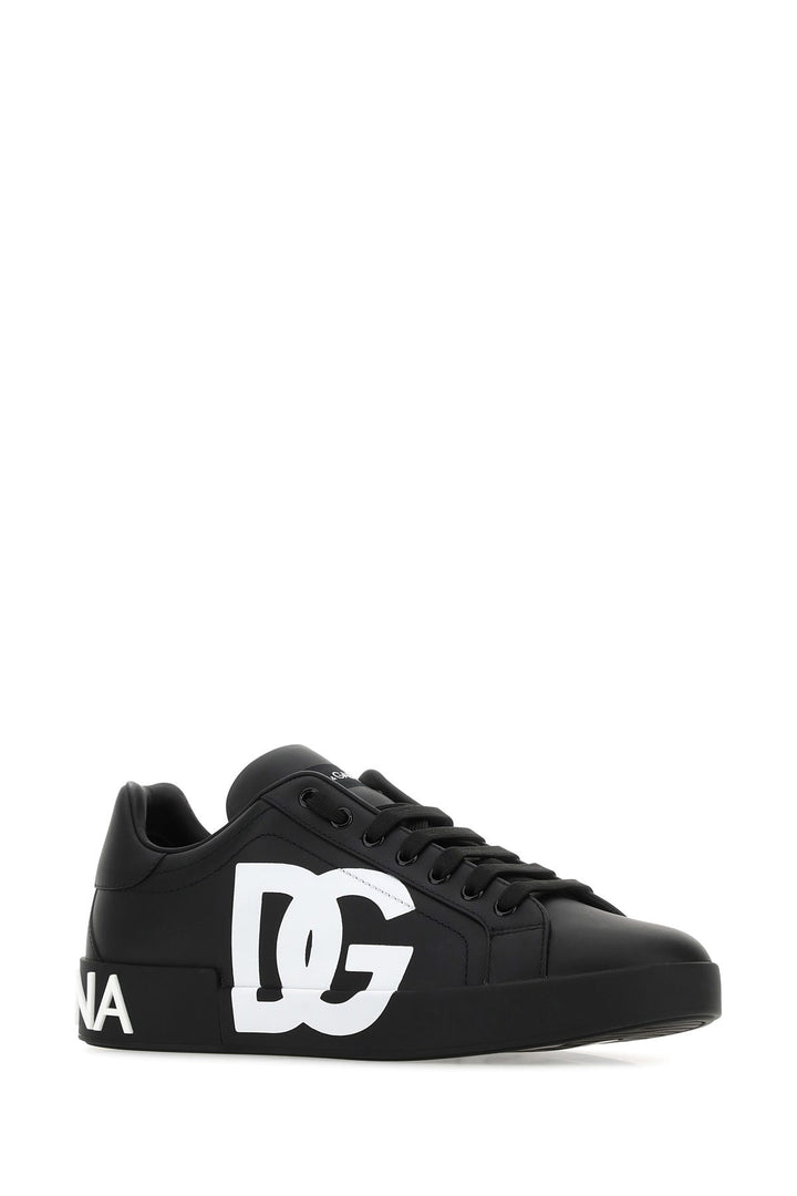 Black nappa leather Portofino sneakers