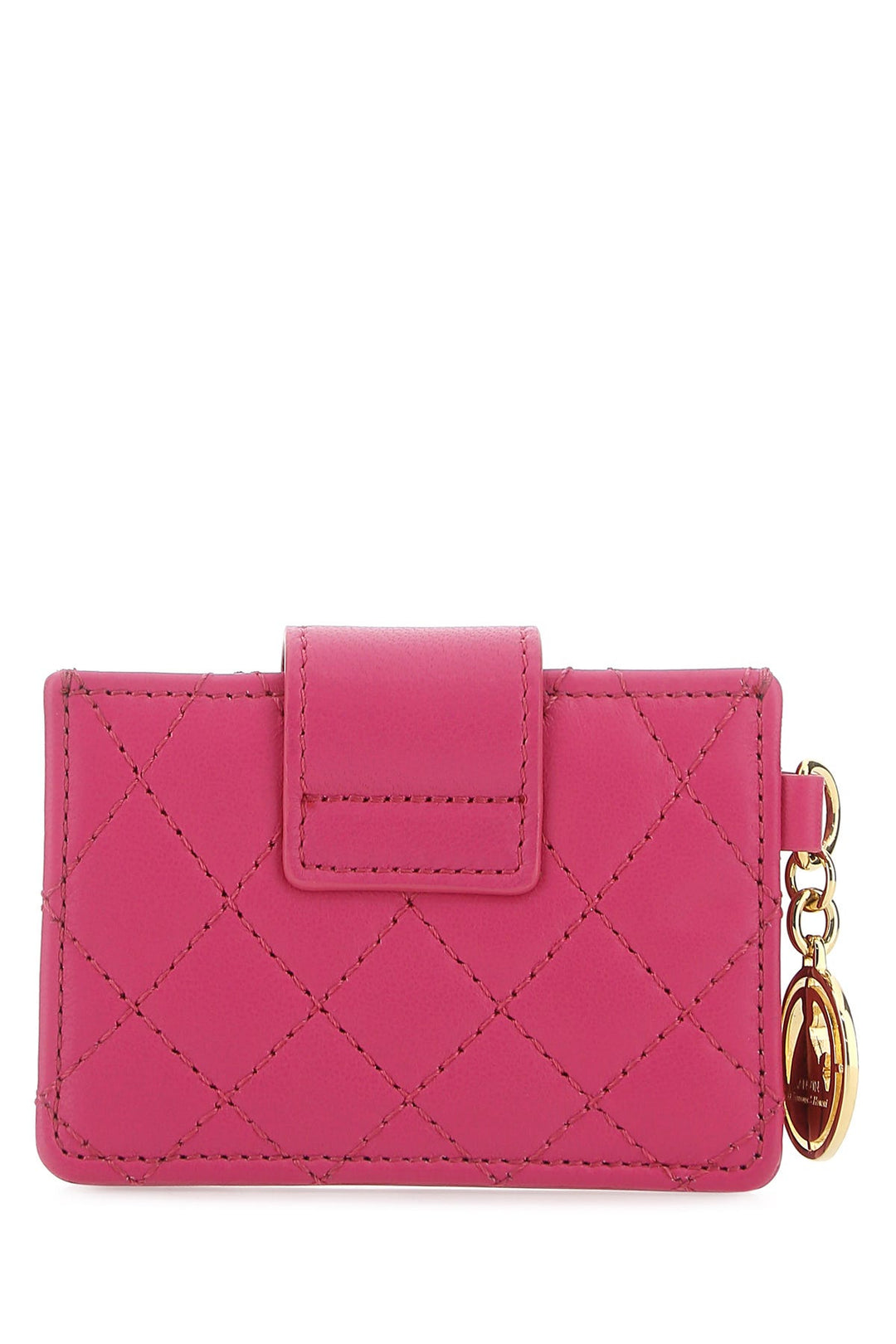 Fuchsia leather card holder