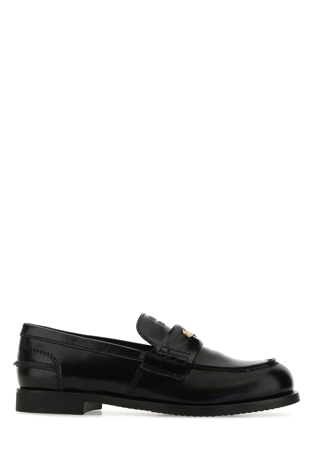 Black leather loafers