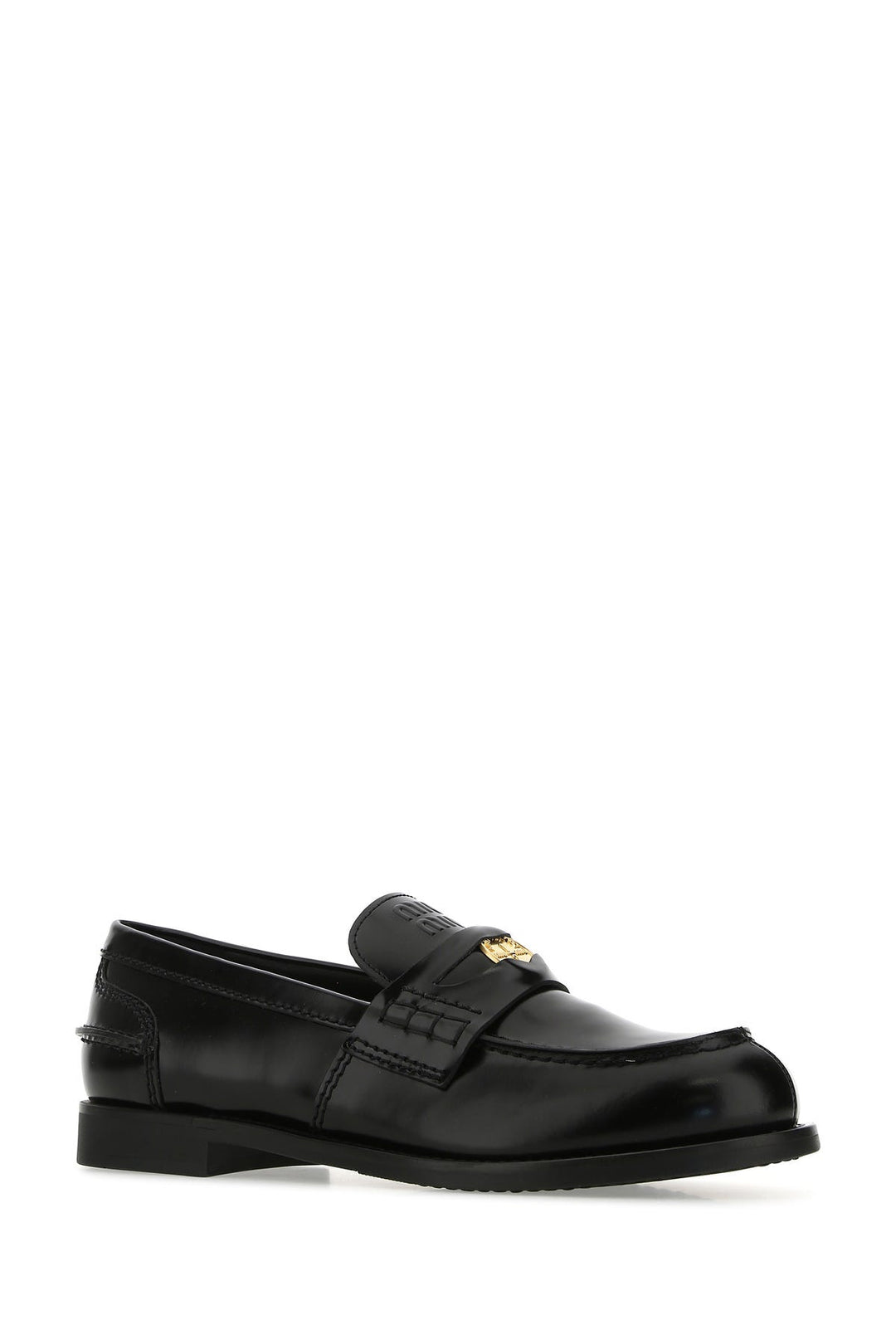 Black leather loafers