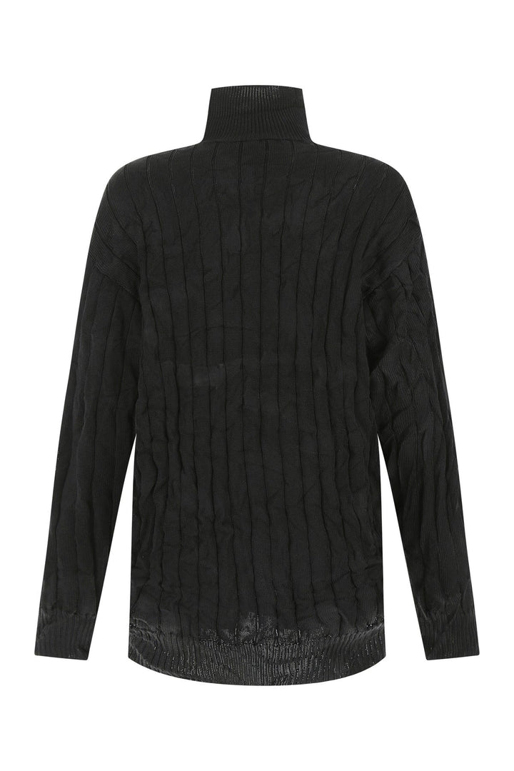 Black silk blend oversize sweater