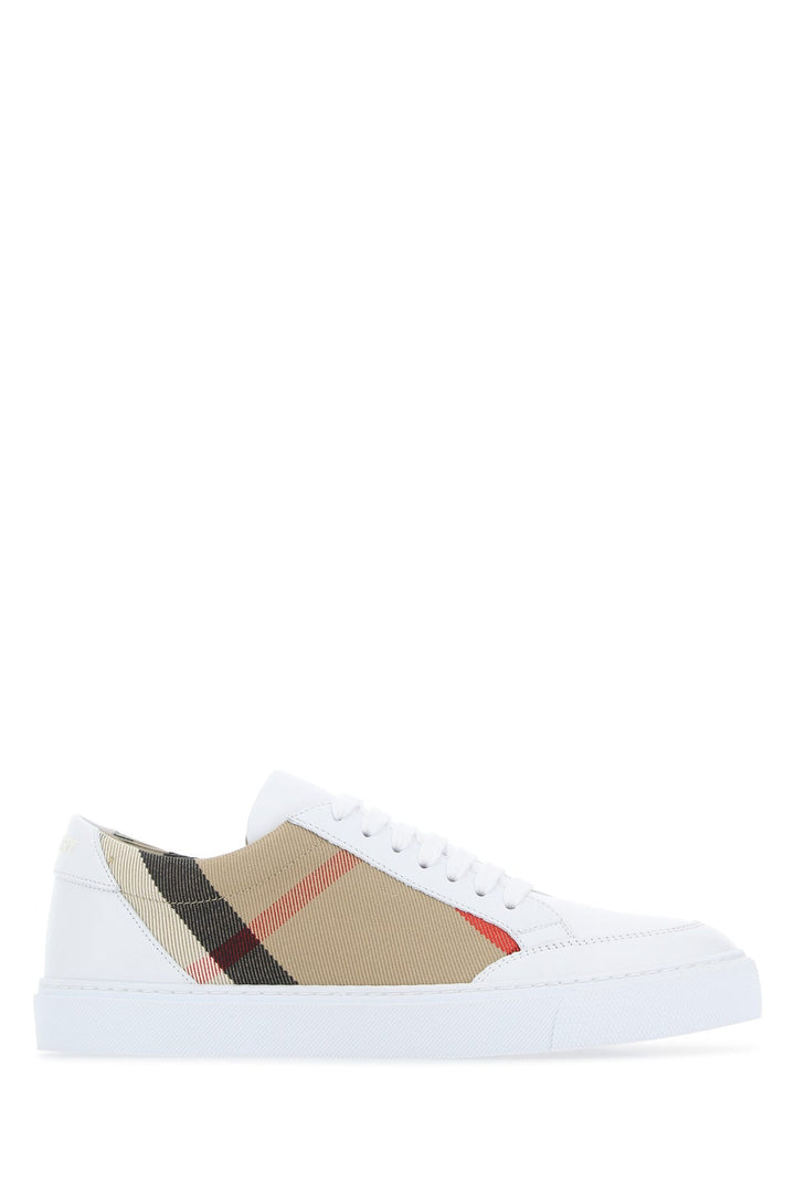 Multicolor leather and fabric sneakers