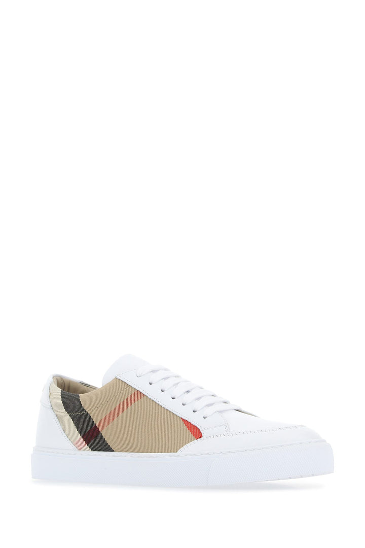 Multicolor leather and fabric sneakers