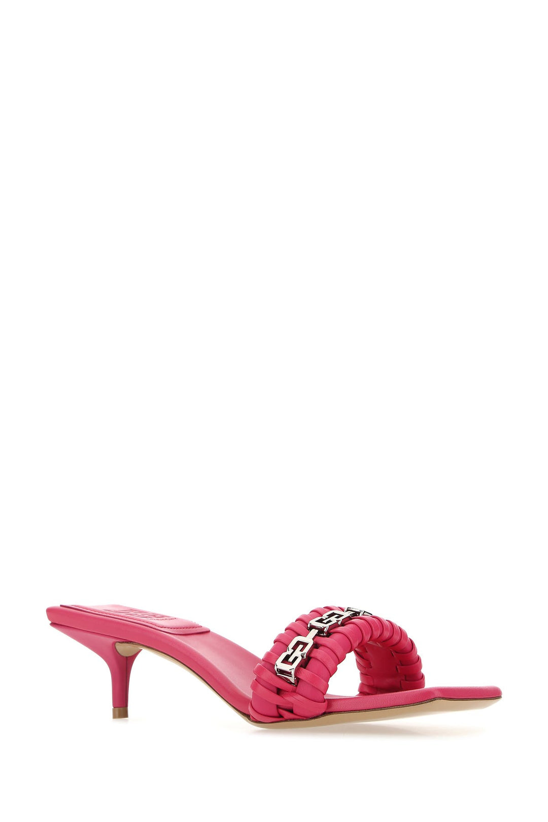 Fuchsia nappa leather G Woven mules