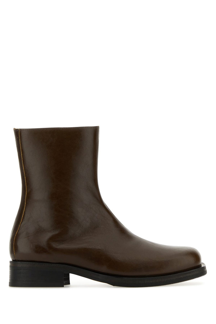 Chocolate leather Camion ankle boots