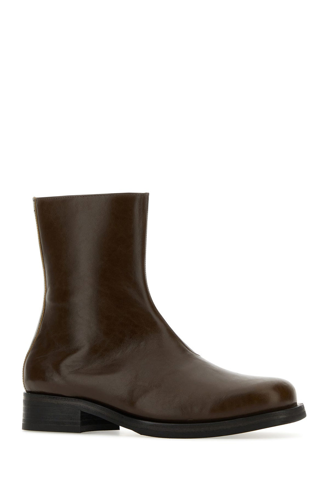 Chocolate leather Camion ankle boots