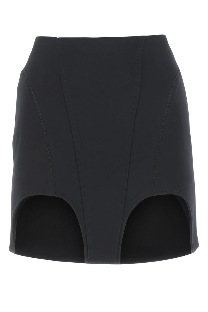 Black stretch cotton blend mini skirt