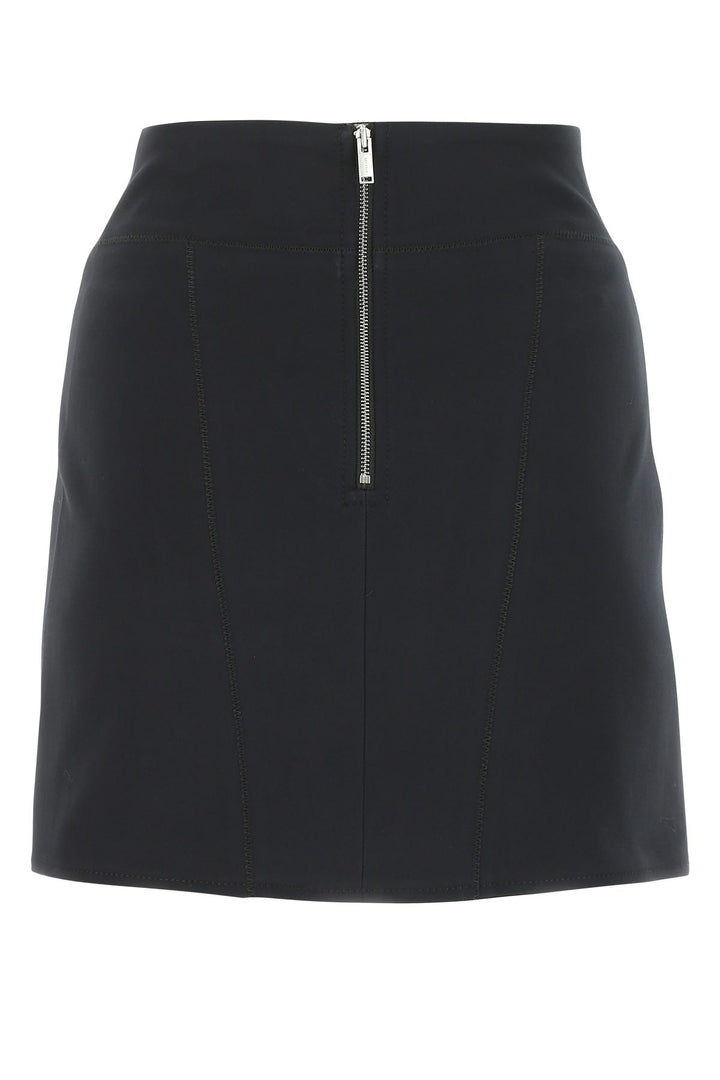 Black stretch cotton blend mini skirt