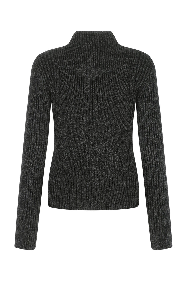 Melange black polyester blend sweater