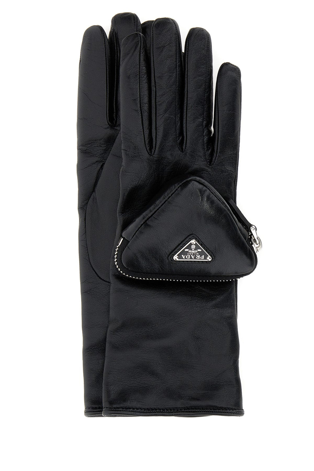 Black leather gloves