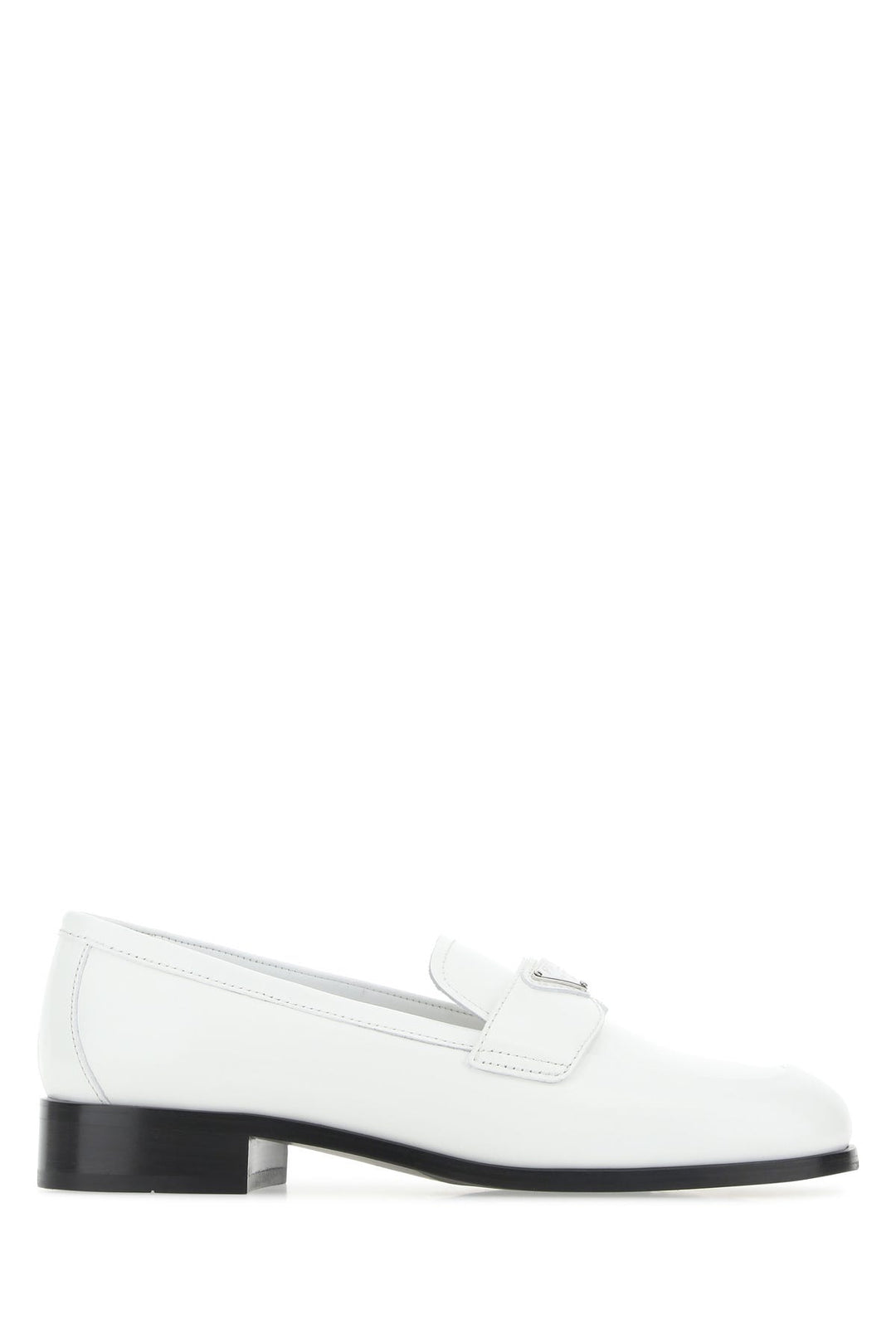 White leather loafers