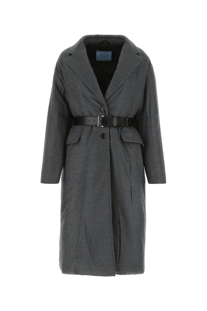 Grey cashmere blend padded coat