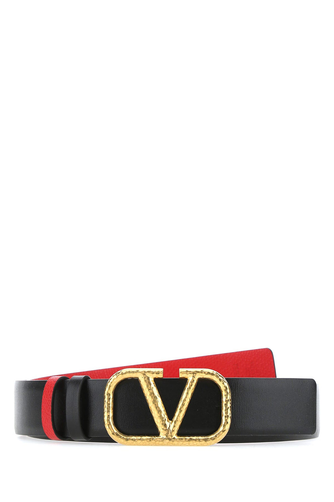 Black leather VLogo reversible belt