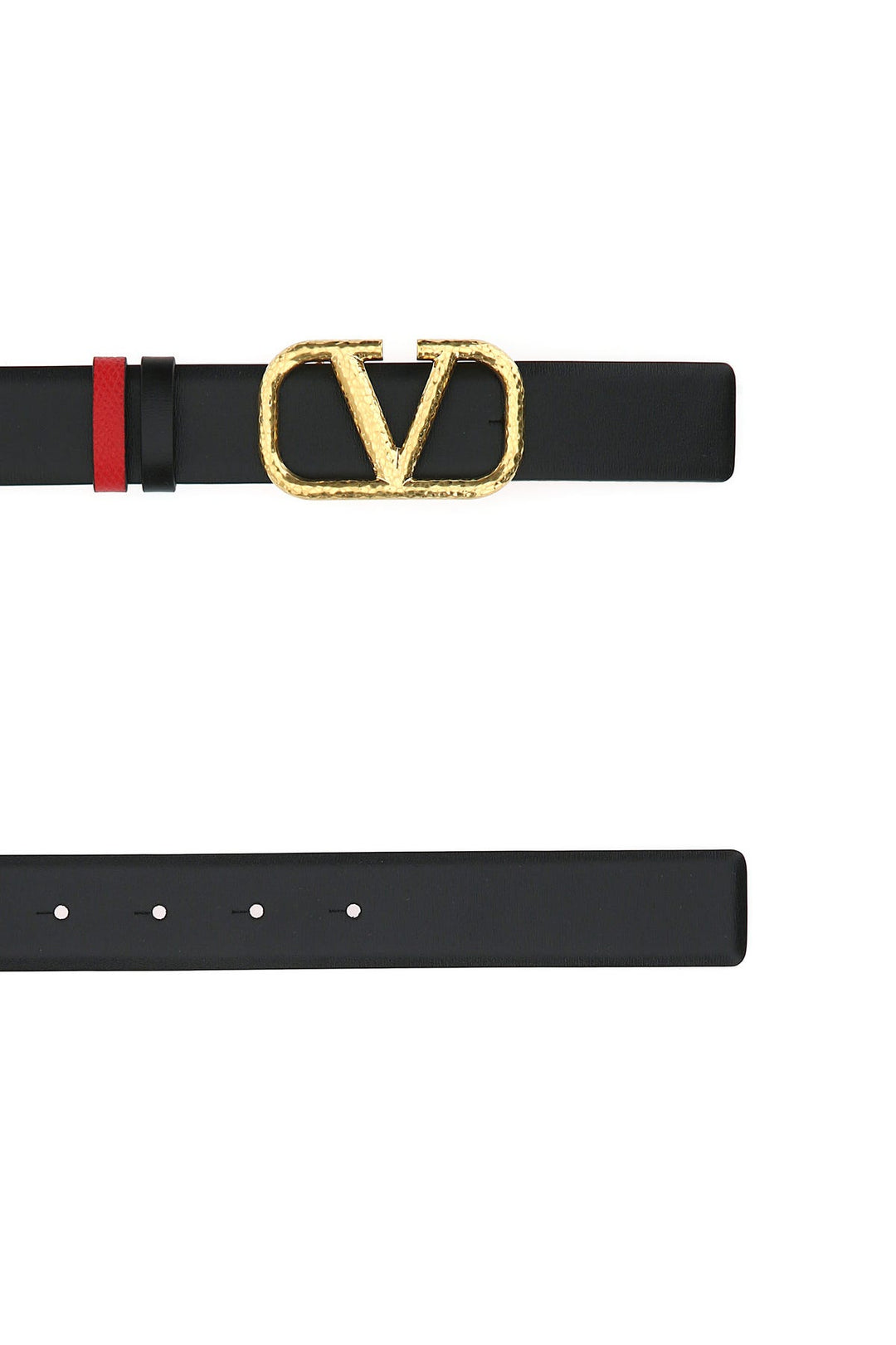 Black leather VLogo reversible belt