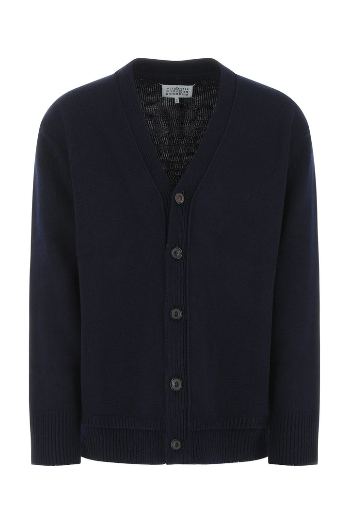 Blue wool blend oversize cardigan