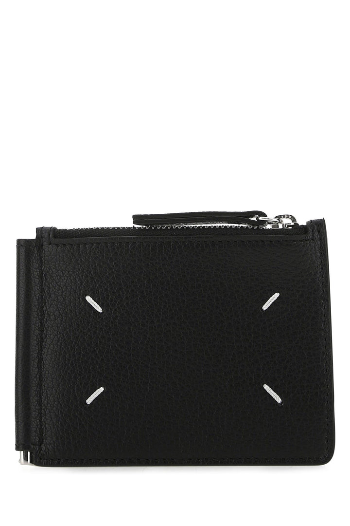 Black leather card holder